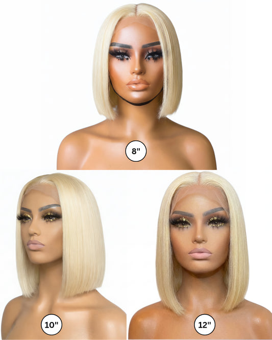 HD Glueless Lace Front Wig Blonde Straight Bob Cut