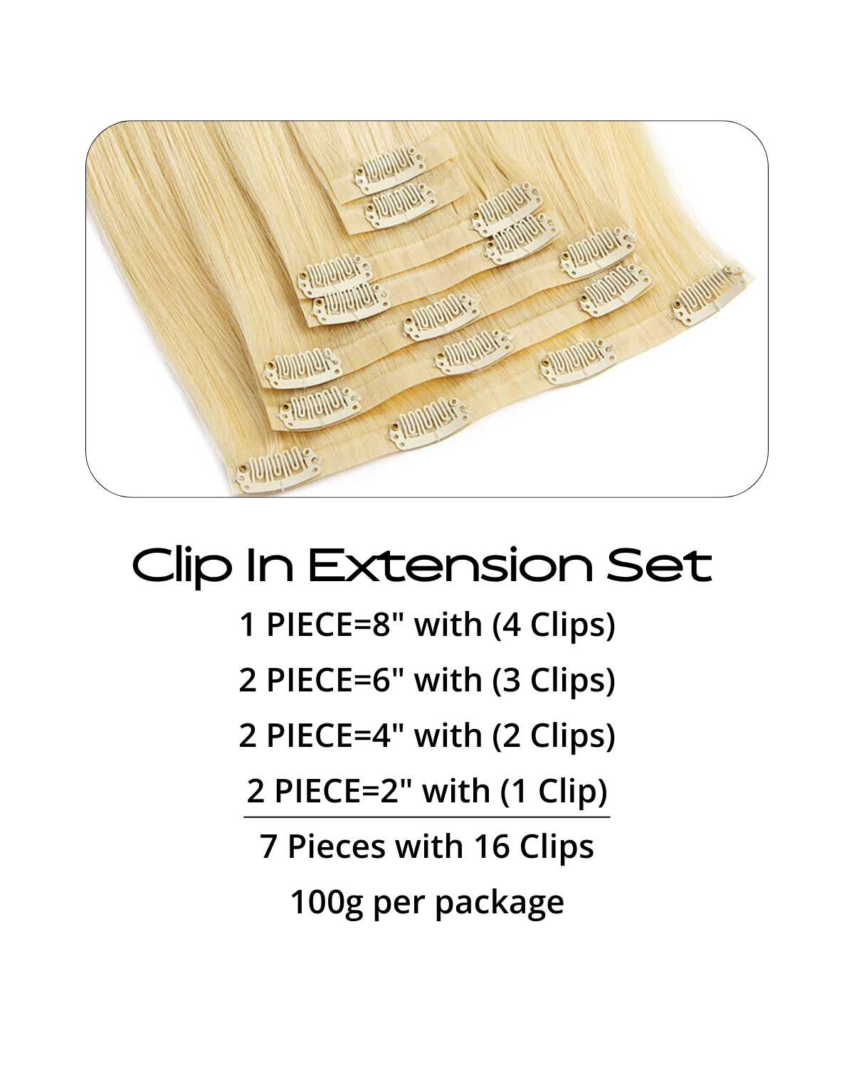 Clip In Hair Extensions Raw Virgin Straight Blonde
