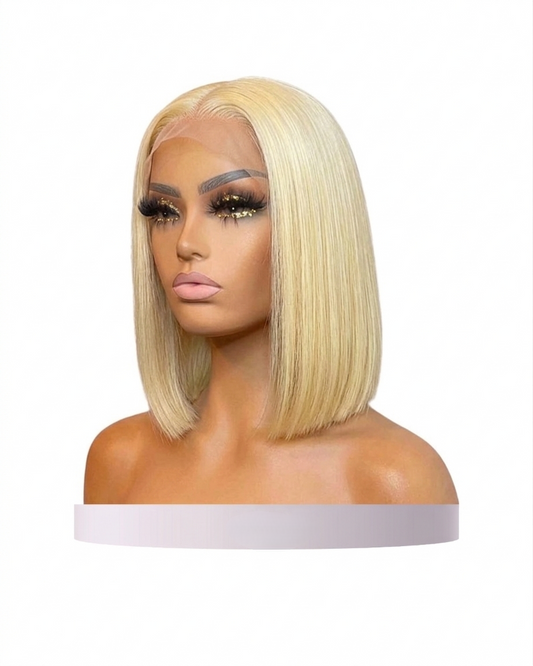 HD Glueless Lace Front Wig Blonde Straight Bob Cut