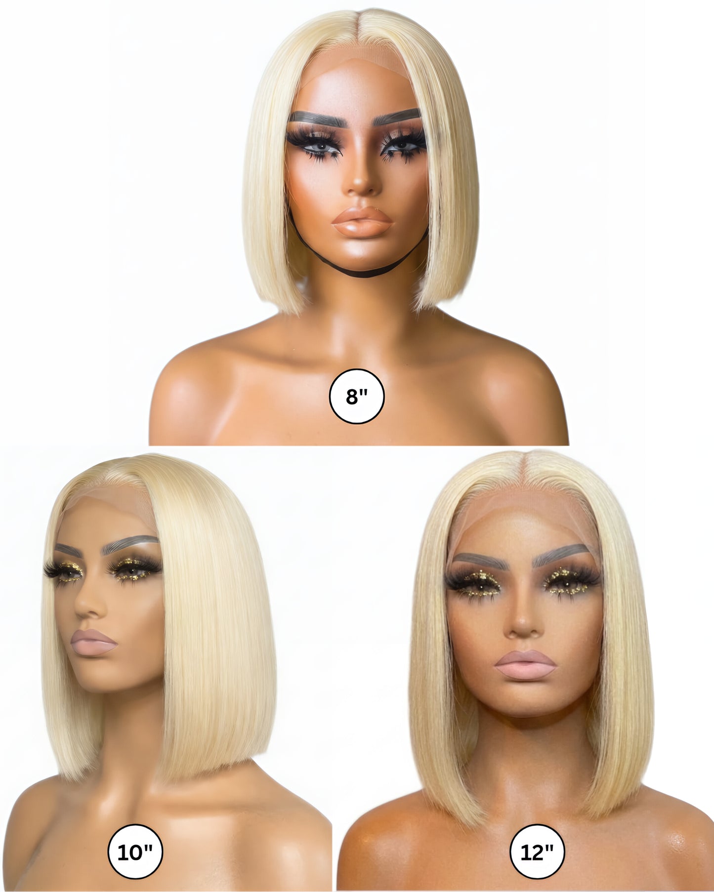 HD Glueless Lace Front Wig Blonde Straight Bob Cut